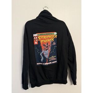 Stranger Things Unisex Black Full Zip Hoodie Demogorgon Comic Retro Size XL